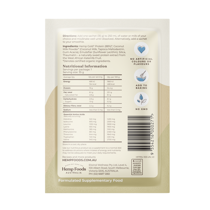 Organic Hemp Protein Natural - 7 x 35g Sachet