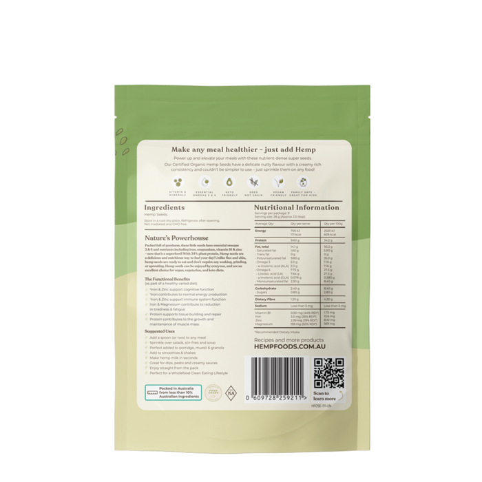 Organic Hulled Hemp Seeds - 250g