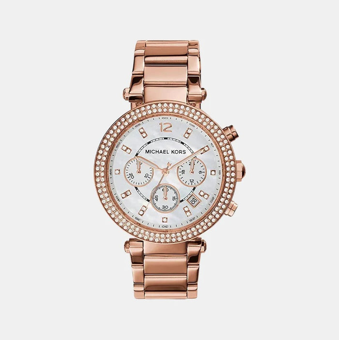 Parker Women Quartz Mother Of Pearl Dial Chronograph Stainless Steel Watch MK5491