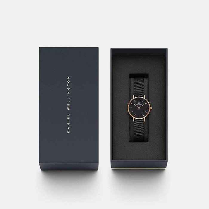 Petite Women Quartz Black Dial Analog Mesh Watch DW00100245K
