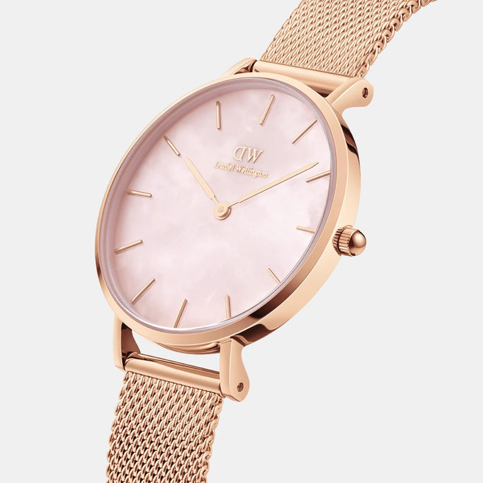 Petite Women Quartz Mother Of Pearl Dial Analog Mesh Watch DW00100516K