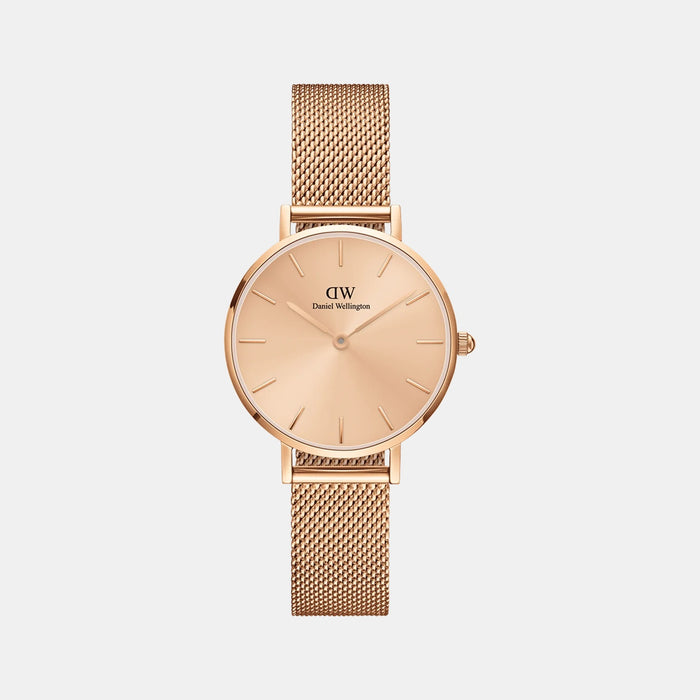 Petite Women Quartz Pink Dial Analog Mesh Watch DW00100471K