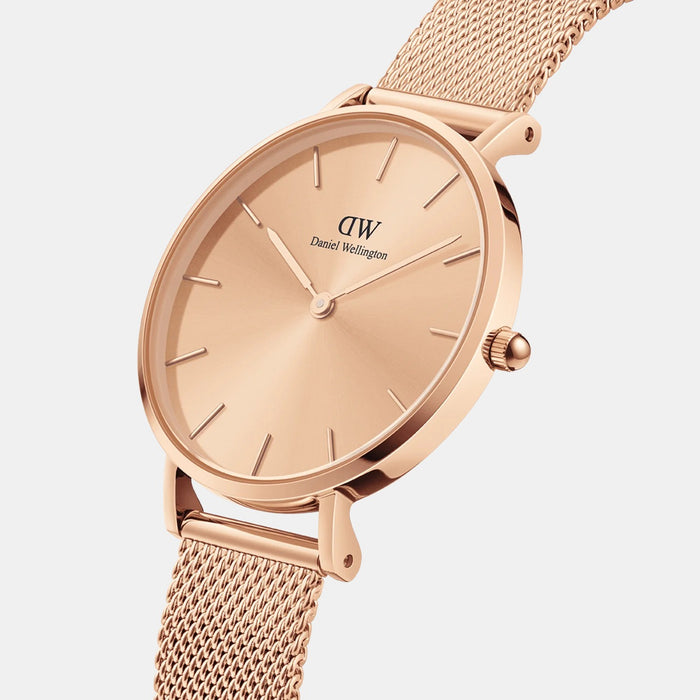 Petite Women Quartz Pink Dial Analog Mesh Watch DW00100471K