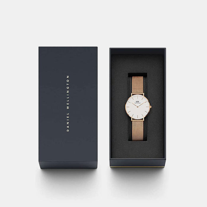 Petite Women Quartz White Dial Analog Mesh Watch DW00100163K