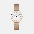 Petite Women Quartz White Dial Analog Mesh Watch DW00100681K