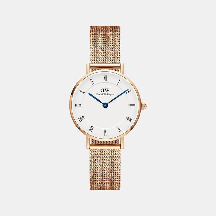 Petite Women Quartz White Dial Analog Mesh Watch DW00100681K