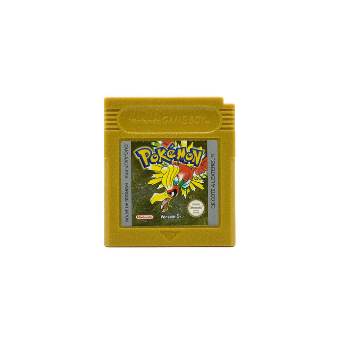 Pokémon Gold Spiel für Game Boy Color auf französisch in glitzerndem, goldigen Gehäuse - Vorderseite