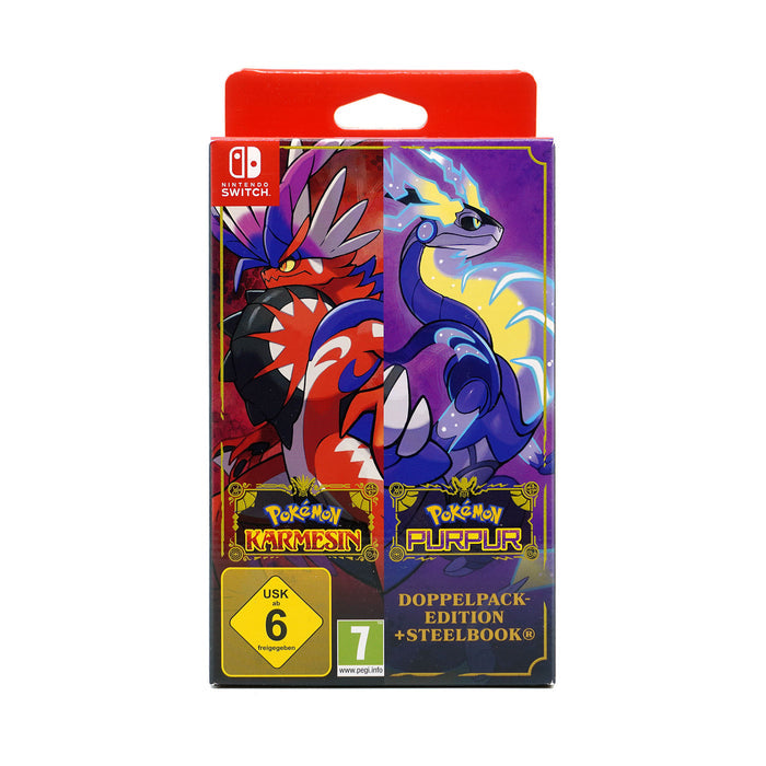 Pokémon Karmesin & Pokémon Purpur Doppelpack-Edition + Steelbook für Nintendo Switch in Originalverpackung - Vorderseite