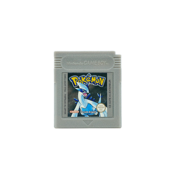 Pokémon Silber Spiel für Game Boy Color auf Französisch in glitzerndem, silbernen Gehäuse - Vorderseite