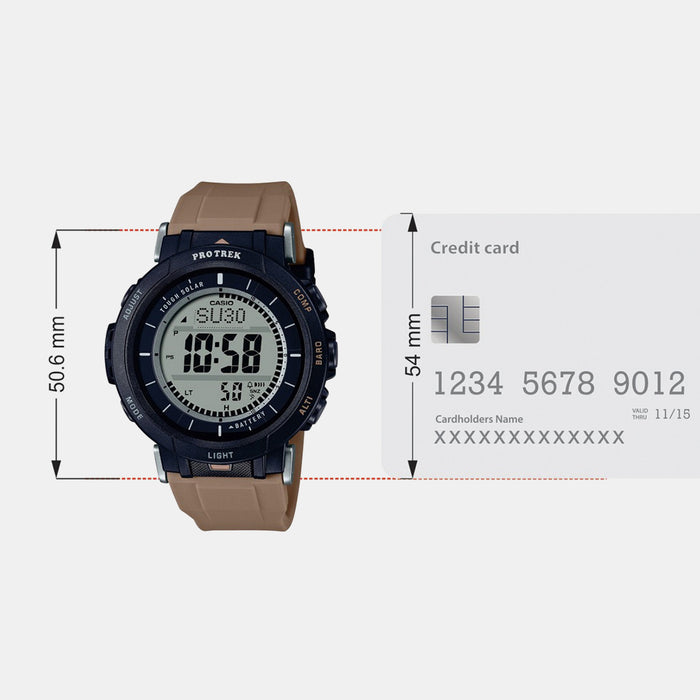 Protrek Men Quartz Grey Dial Digital Silicone Watch SL106