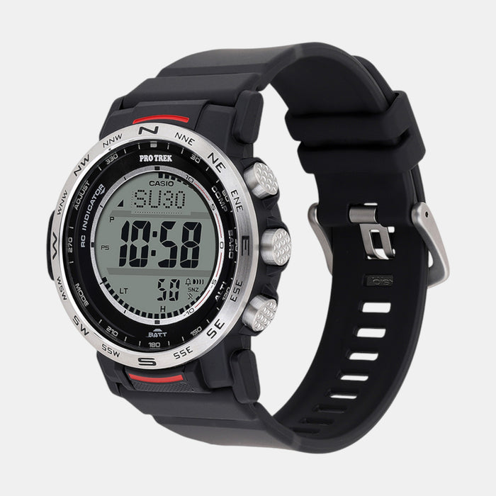 Protrek Men Quartz Silver Dial Digital Resin Watch SL112