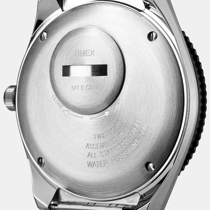 Q Timex Men Quartz Blue Dial Analog Stainless Steel Watch TW2T80700U9