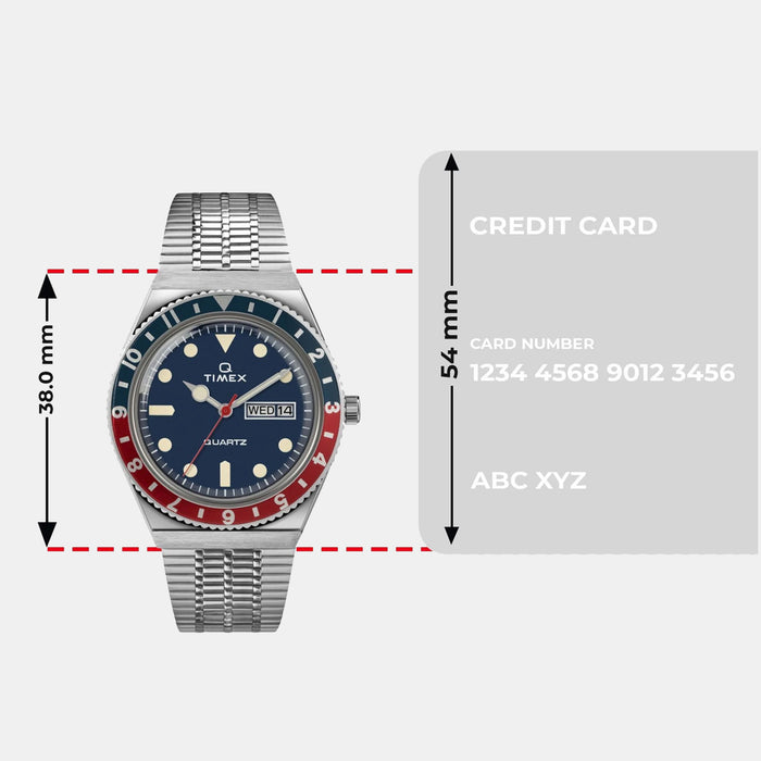 Q Timex Men Quartz Blue Dial Analog Stainless Steel Watch TW2T80700U9