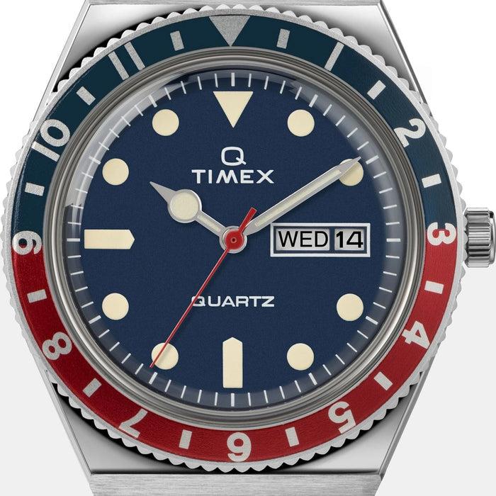 Q Timex Men Quartz Blue Dial Analog Stainless Steel Watch TW2T80700U9