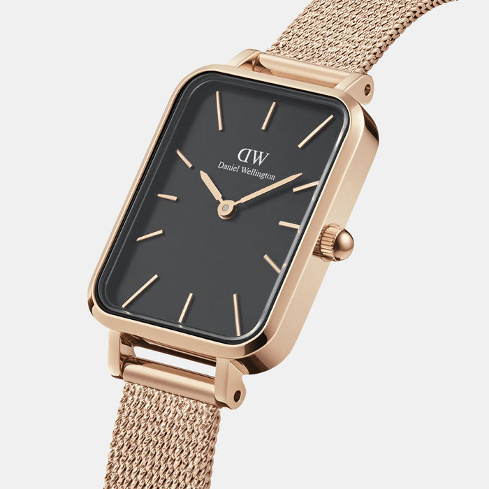 Quadro Women Quartz Black Dial Analog Mesh Watch DW00100432K