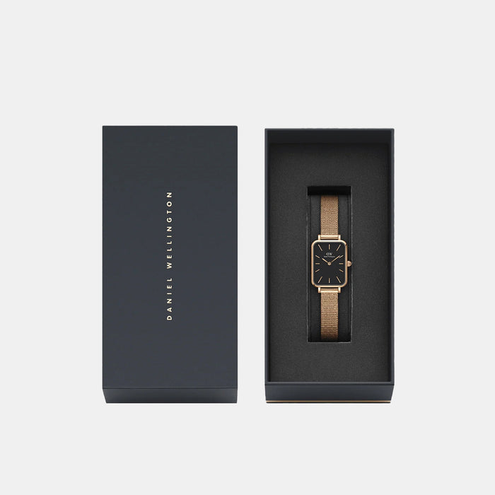 Quadro Women Quartz Black Dial Analog Mesh Watch DW00100432K
