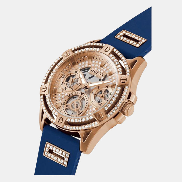 Queen Women Quartz Pink Dial Multi-Function Silicone Watch GW0536L5