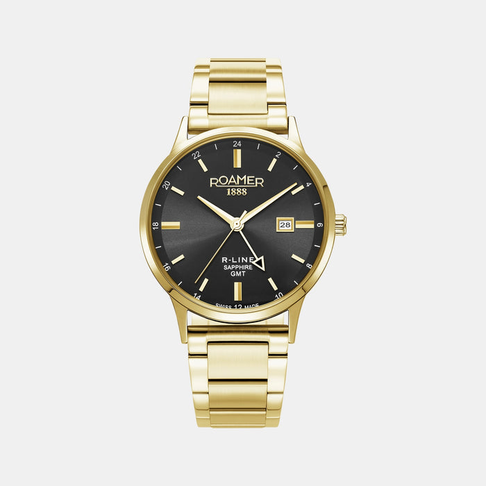 R-Line Gmt Men Quartz Black Dial Analog Stainless Steel Watch 990987 48 85 05