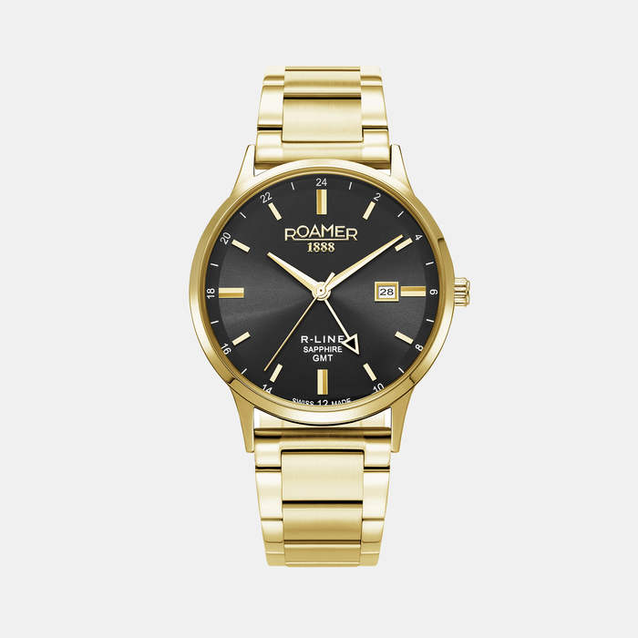 R-Line Gmt Men Quartz Black Dial Analog Stainless Steel Watch 990987 48 85 05
