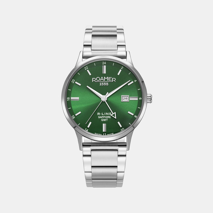 R-Line Men Quartz Green Dial Analog Stainless Steel Watch 990987 41 75 05