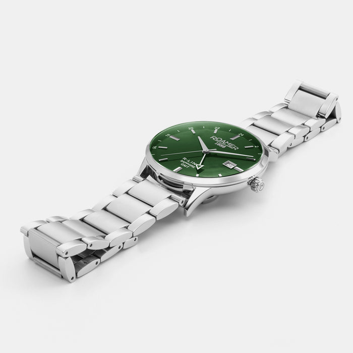 R-Line Men Quartz Green Dial Analog Stainless Steel Watch 990987 41 75 05