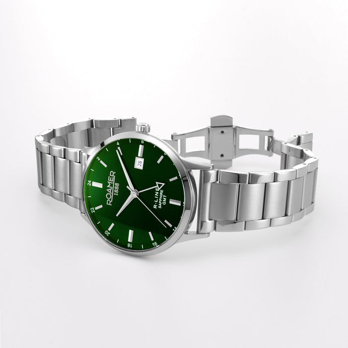 R-Line Men Quartz Green Dial Analog Stainless Steel Watch 990987 41 75 05
