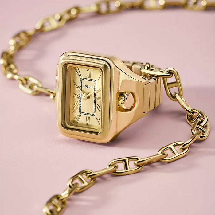 Raquel Watch Ring Women Quartz Gold Dial Analog Stainless Steel Watch ES5343