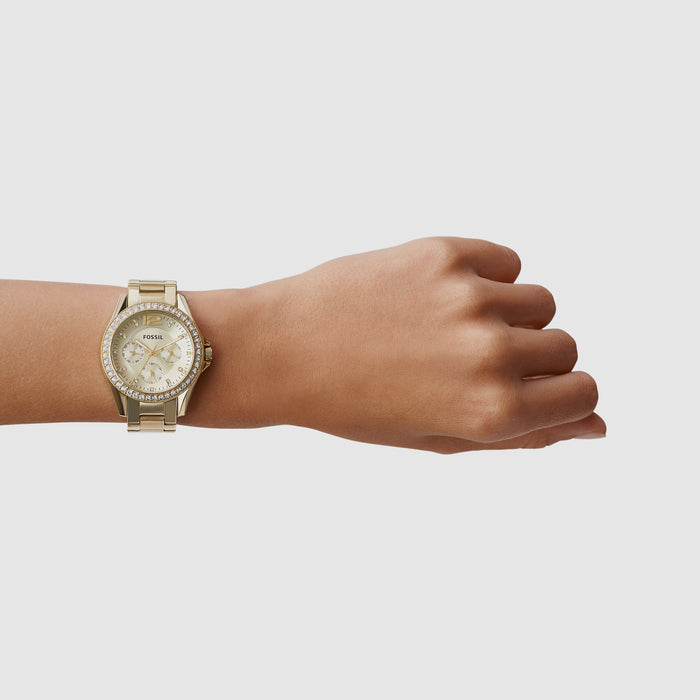 Riley Women Quartz Gold Dial Chronograph Stainless Steel Watch ES3203