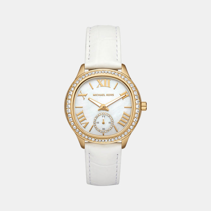 Sage Women Quartz Mother Of Pearl Dial Analog Leather Watch MK4818