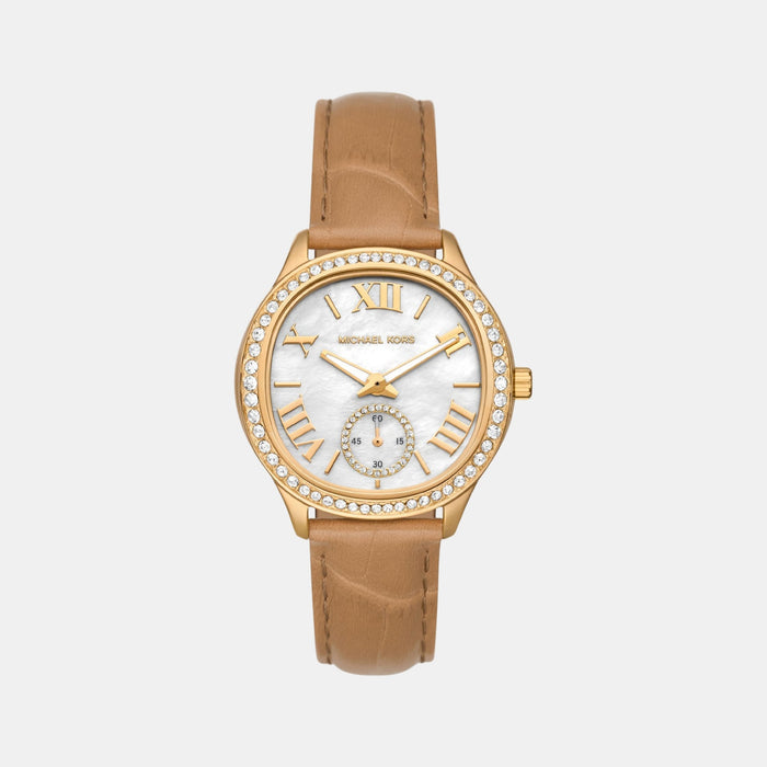 Sage Women Quartz Mother Of Pearl Dial Analog Leather Watch MK4819