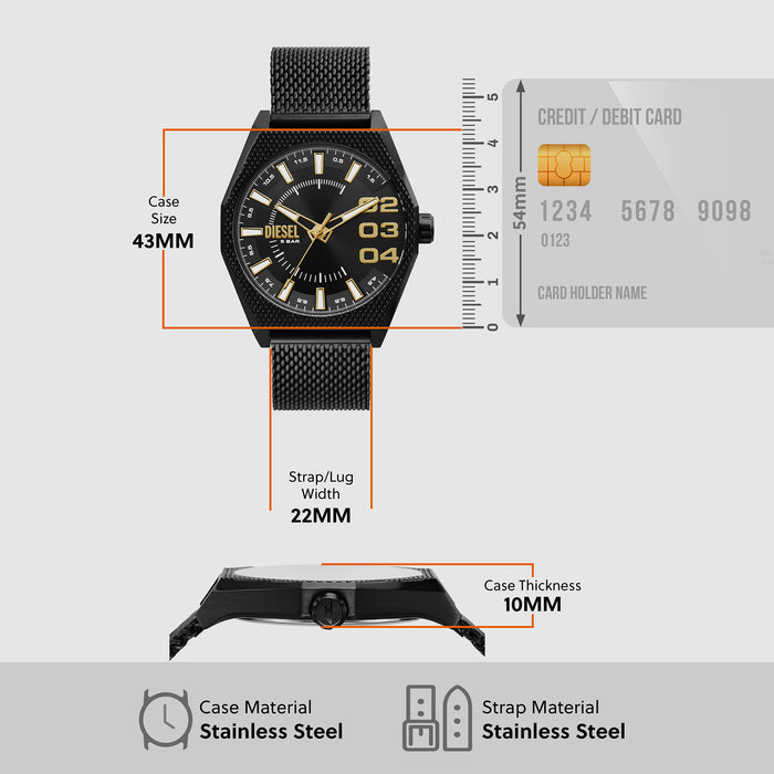 Diesel Stainless Steel Black watch