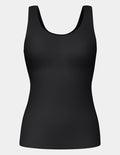 | LuxeLift Scoop Neck Tank shown front-facing against a light gray background | Black