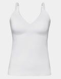 | LuxeLift V-Neck Tank shown front-facing against a light gray background | White