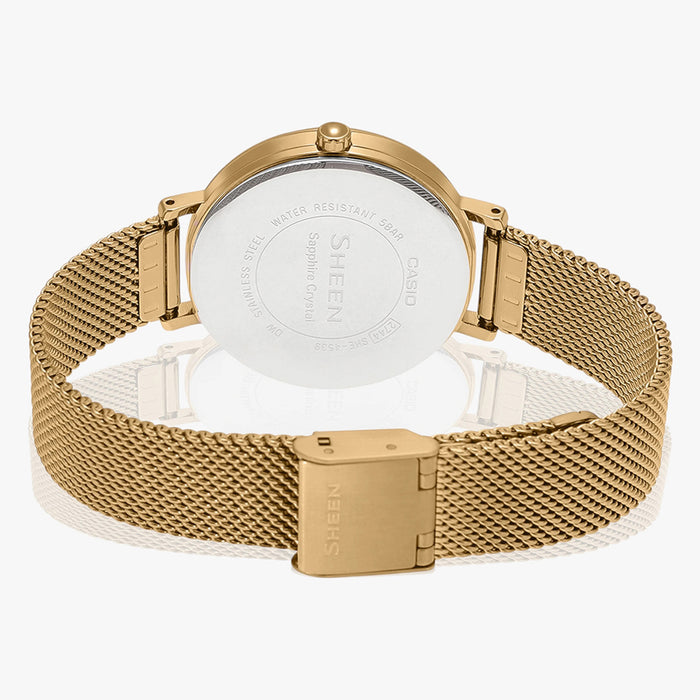 Sheen Women Quartz Gold Dial Analog Mesh Watch SH280
