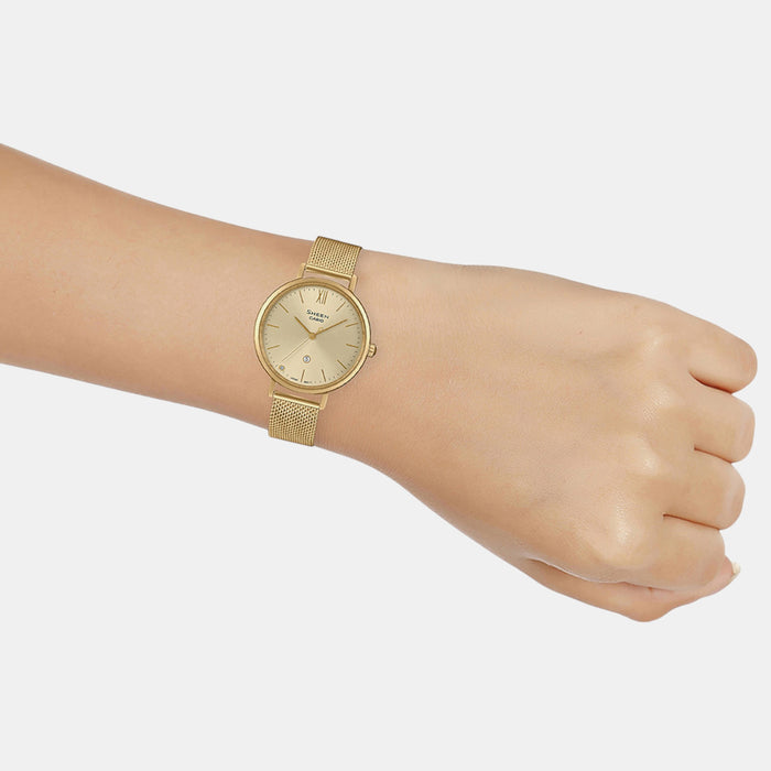 Sheen Women Quartz Gold Dial Analog Mesh Watch SH280