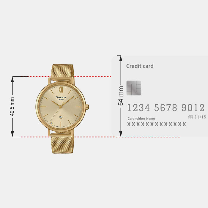 Sheen Women Quartz Gold Dial Analog Mesh Watch SH280