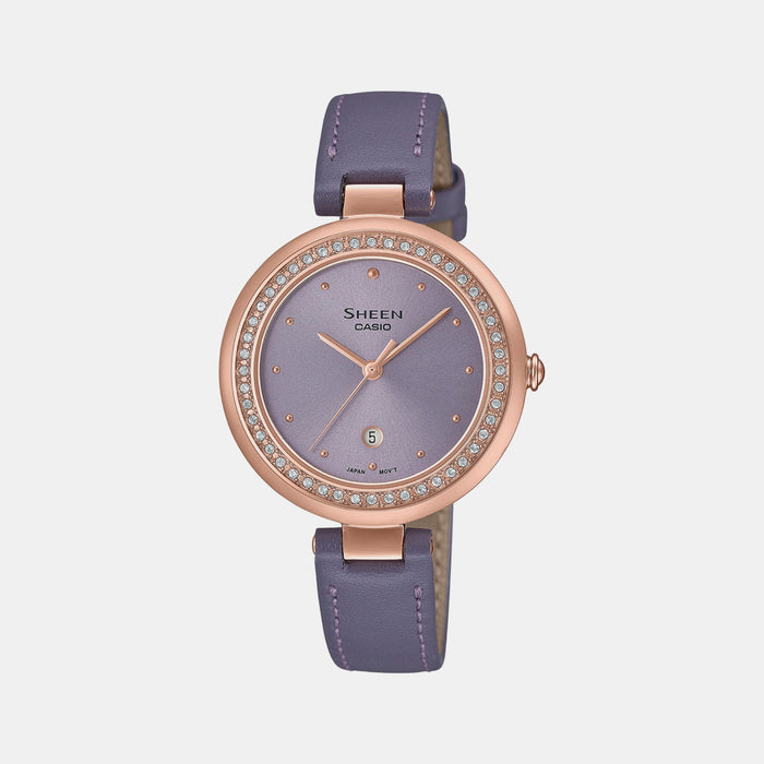 Sheen Women Quartz Purple Dial Analog Leather Watch SH299