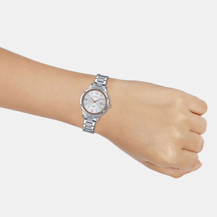 Sheen Women Quartz White Dial Analog Stainless Steel Watch SH205