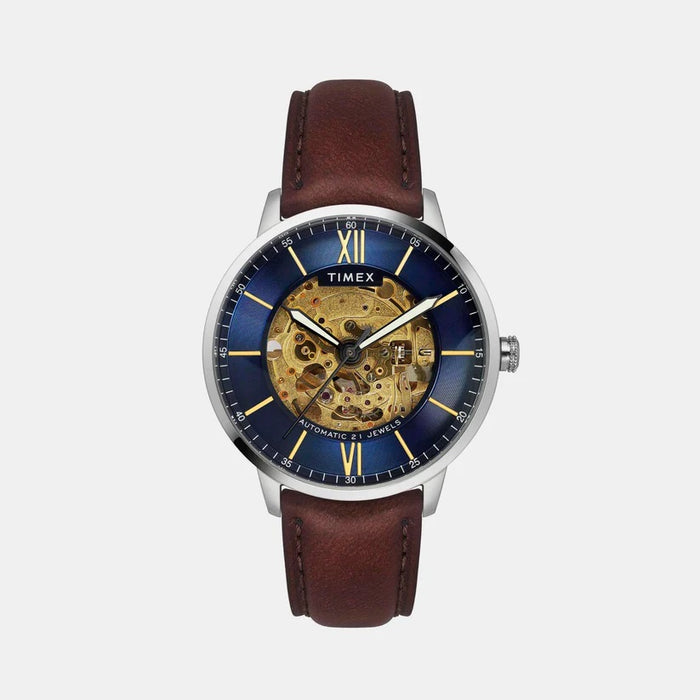 Signio Men Automatic Blue Dial Analog Leather Watch TWEG23501