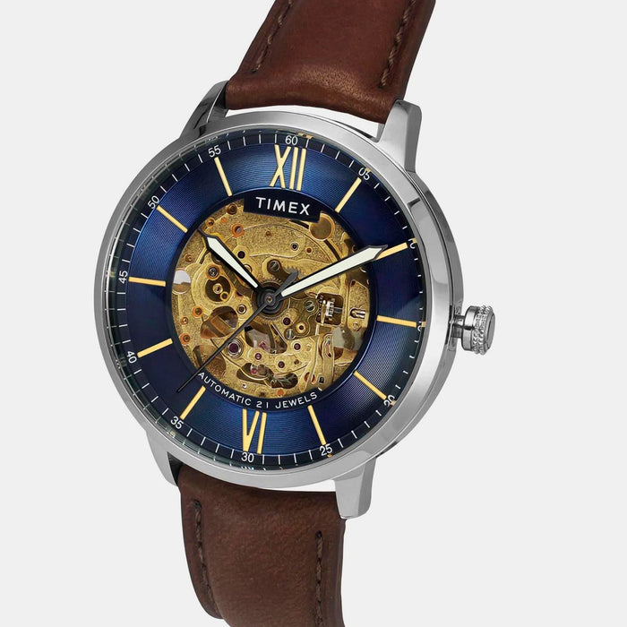 Signio Men Automatic Blue Dial Analog Leather Watch TWEG23501