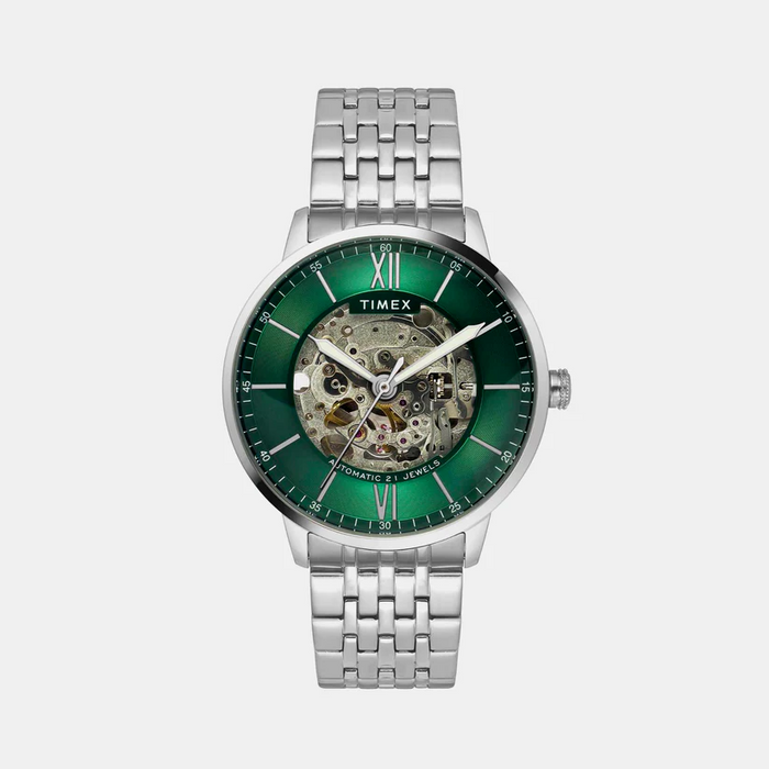 Signio Men Automatic Green Dial Analog Stainless Steel Watch TWEG23502