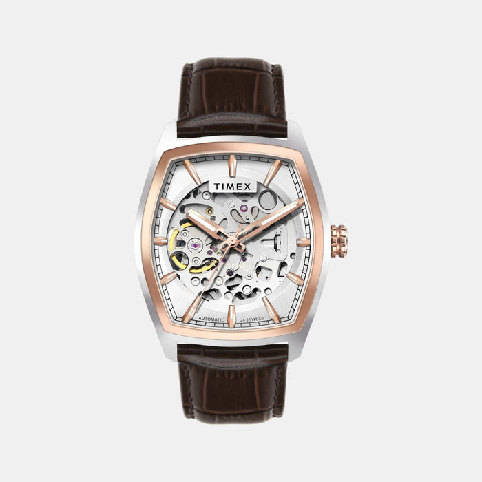 Signio Men Automatic Silver Dial Analog Leather Watch TWEG25901