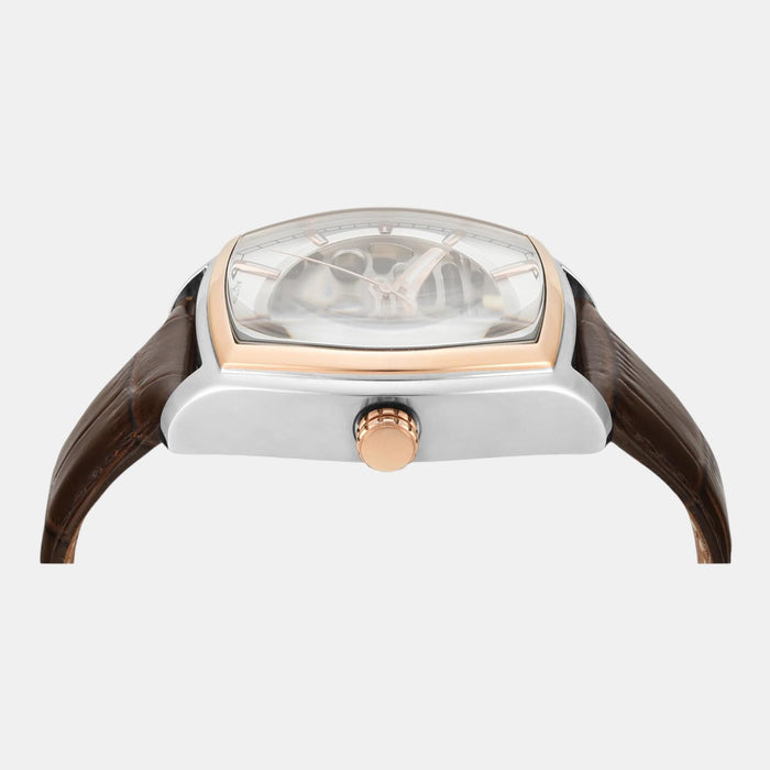 Signio Men Automatic Silver Dial Analog Leather Watch TWEG25901