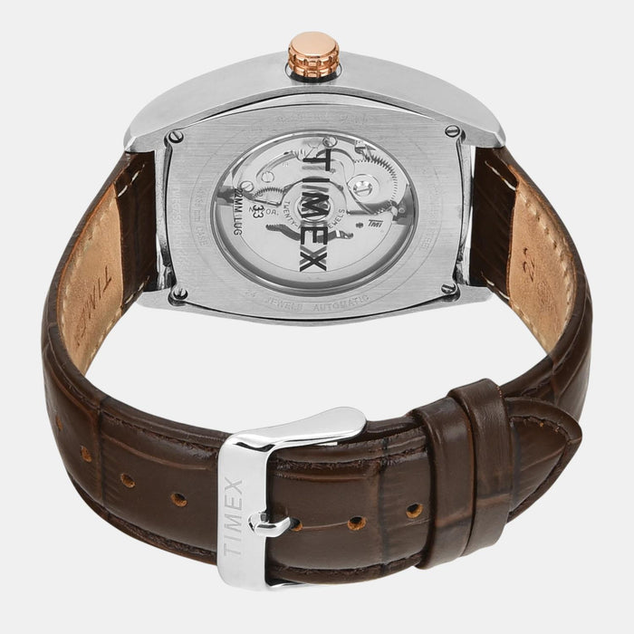 Signio Men Automatic Silver Dial Analog Leather Watch TWEG25901