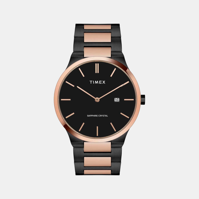 Signio Men Quartz Black Dial Analog Stainless Steel Watch TWEG23601