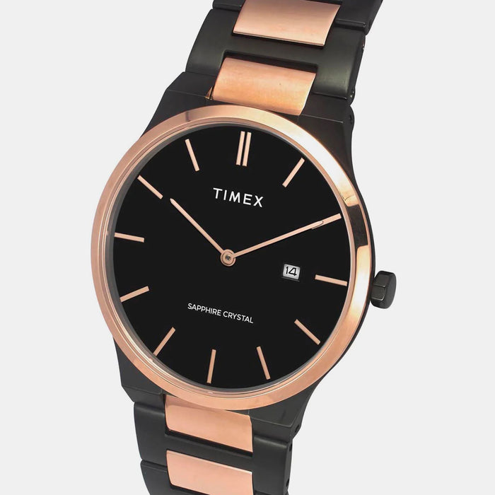Signio Men Quartz Black Dial Analog Stainless Steel Watch TWEG23601