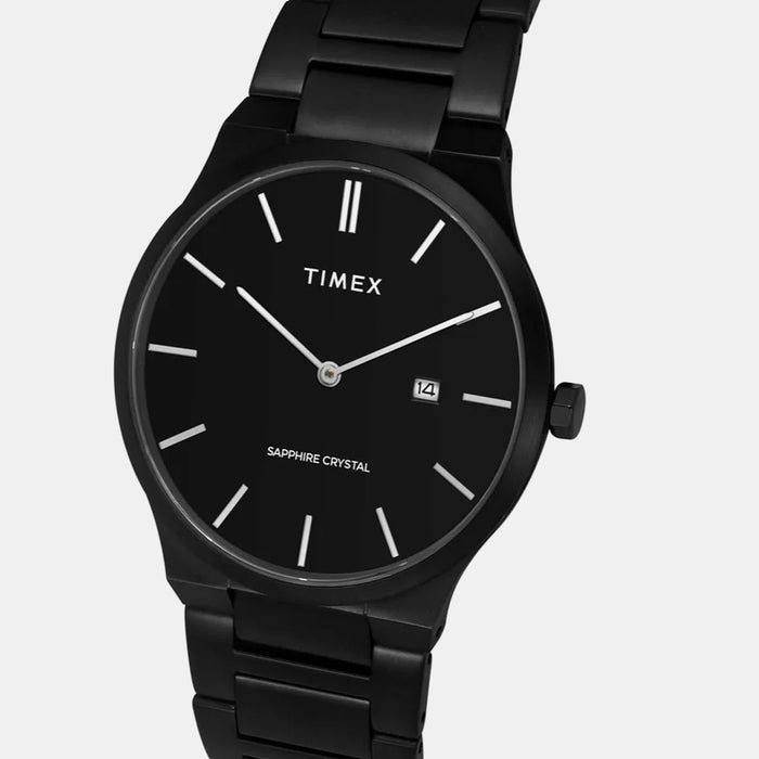 Signio Men Quartz Black Dial Analog Stainless Steel Watch TWEG23603