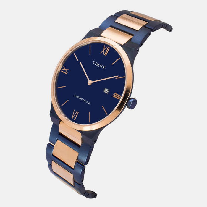 Signio Men Quartz Blue Dial Analog Stainless Steel Watch TWEG23607