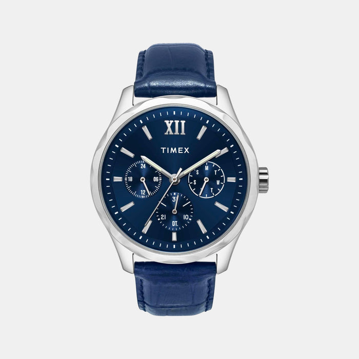 Signio Men Quartz Blue Dial Multi-Function Leather Watch TW0TG7632