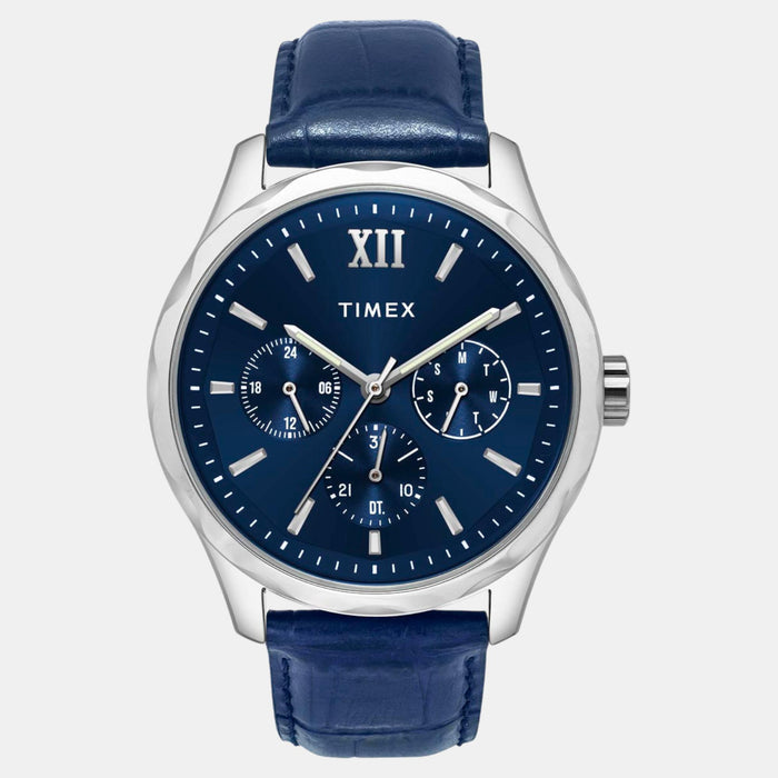 Signio Men Quartz Blue Dial Multi-Function Leather Watch TW0TG7632